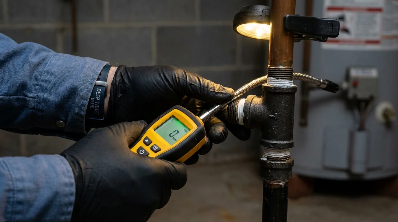 Gas leak detection with electronic sniffer by Johns Plumbing LLC in King City