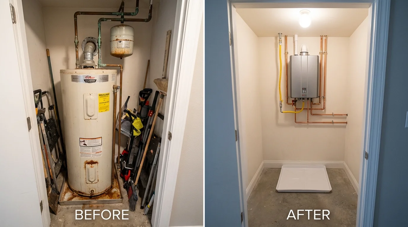 Tank water heater versus wall-mounted tankless unit comparison for King City, CA homeowners